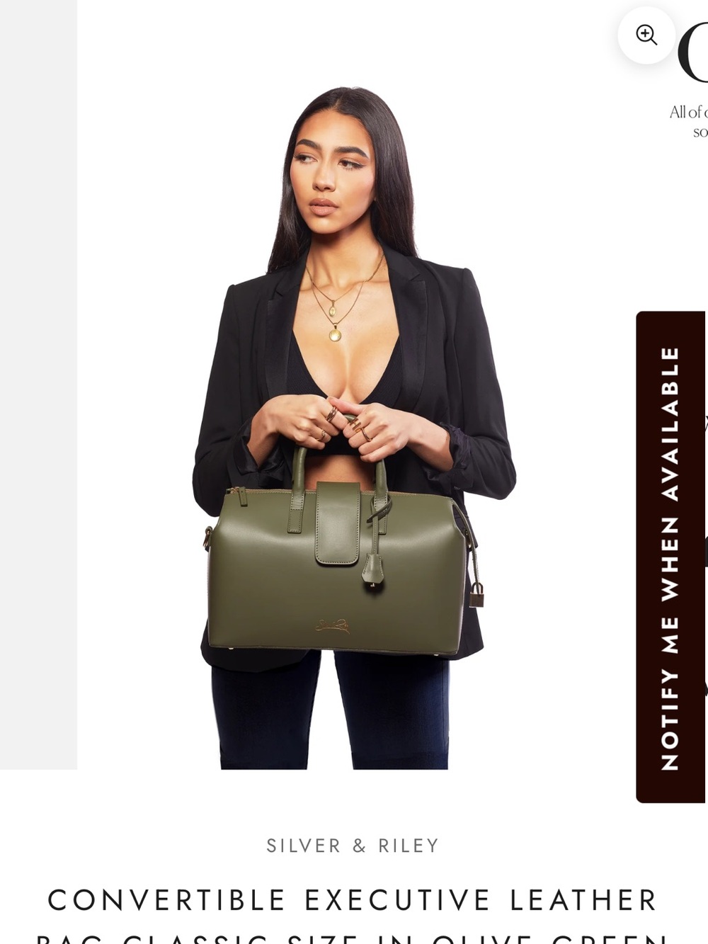 SILVER & RILEY Olive Green Structured Top-Handle Satchel - Picture 11 of 12